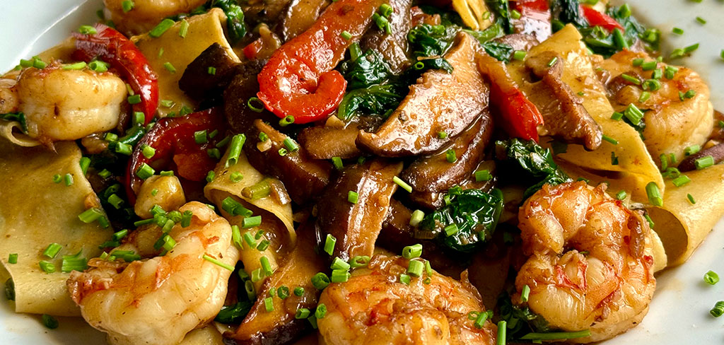 Pappardelle al Marsala con Gamberi 